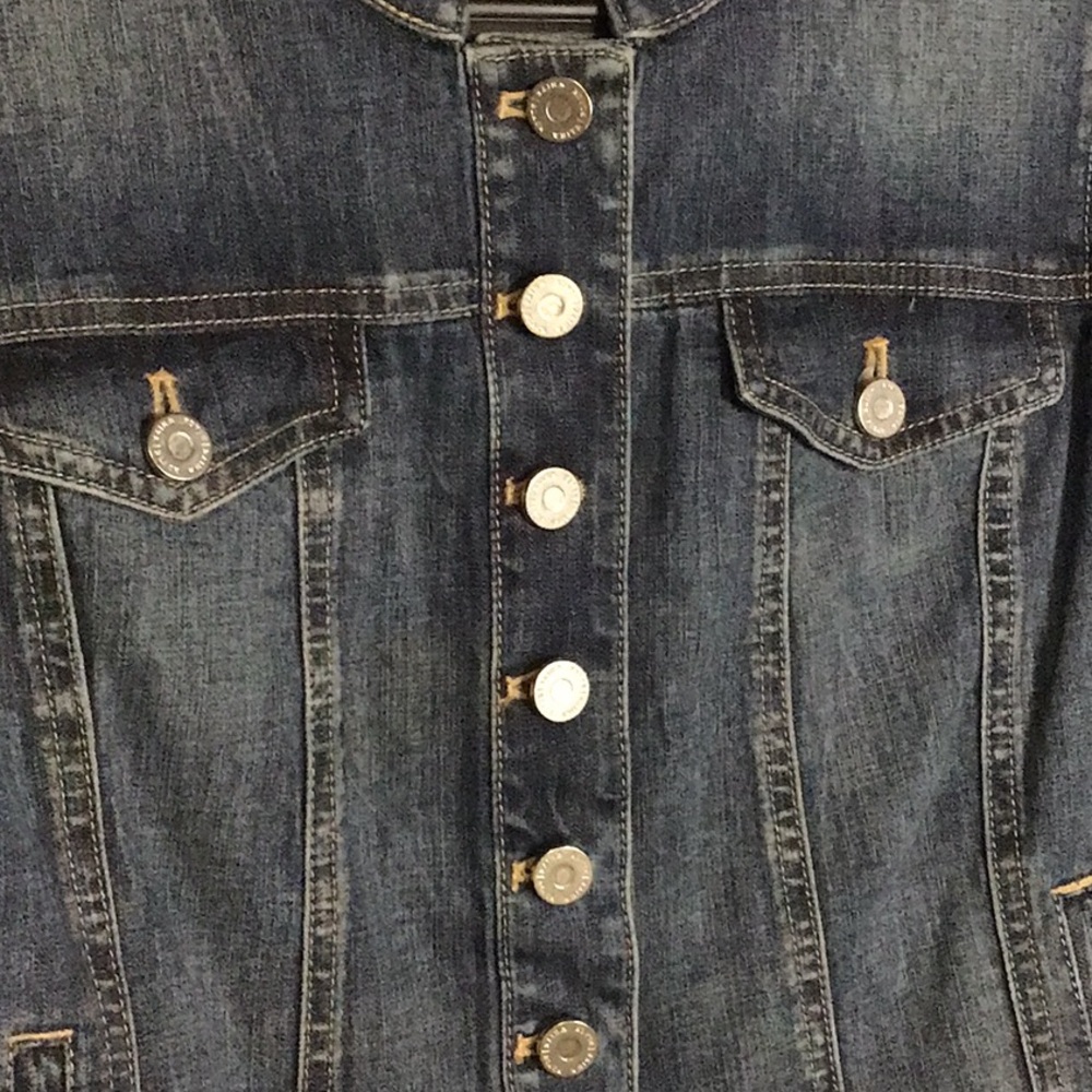 White House Black Market Stylish Denim Jacket with Button Detail Size 10 - Picture 2 of 6